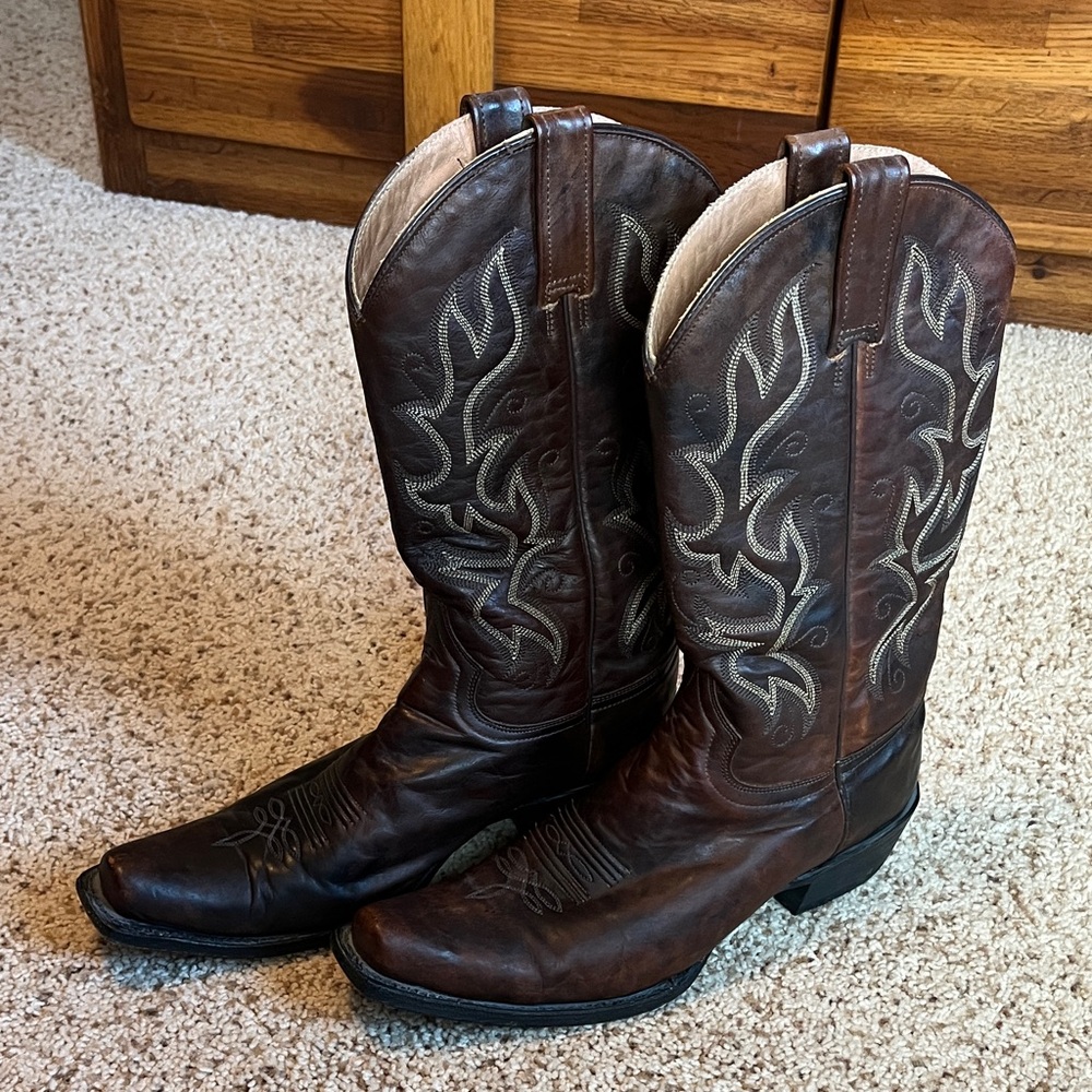 Stetson Brown Leather Cowboy Boots Mens size 9